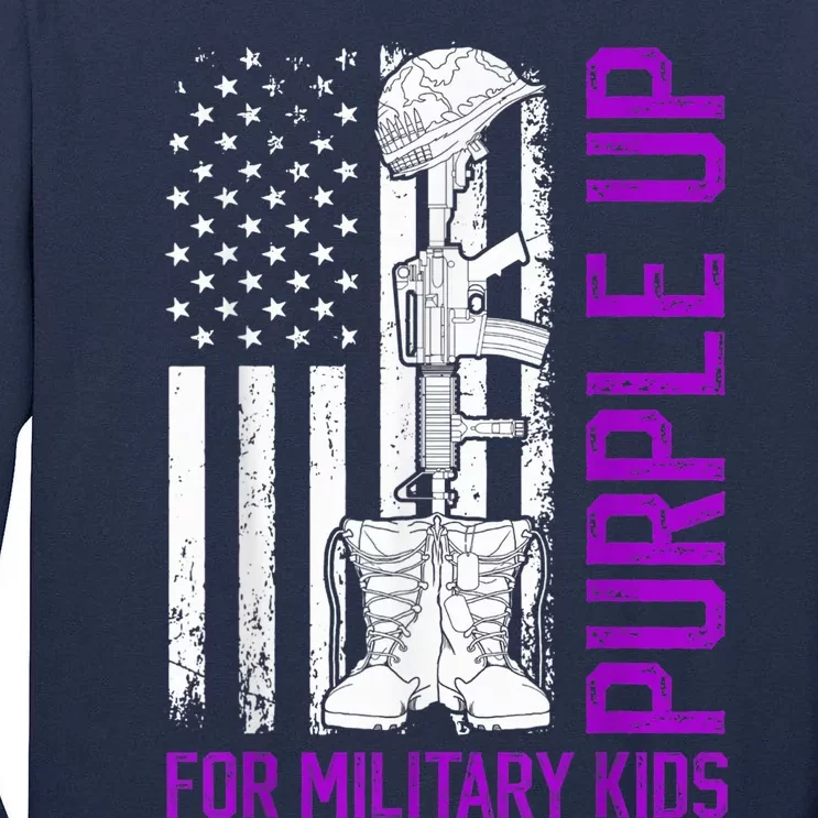 Purple Up For Military Kid Shirt Military Child Month Tall Long Sleeve T-Shirt