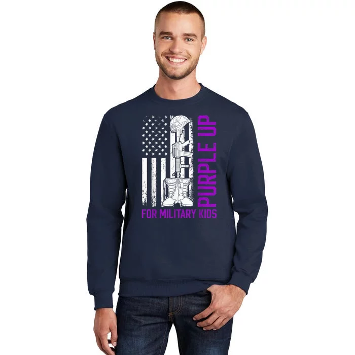 Purple Up For Military Kid Shirt Military Child Month Tall Sweatshirt