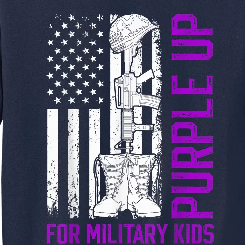 Purple Up For Military Kid Shirt Military Child Month Tall Sweatshirt