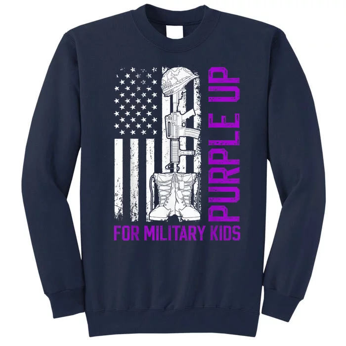 Purple Up For Military Kid Shirt Military Child Month Tall Sweatshirt