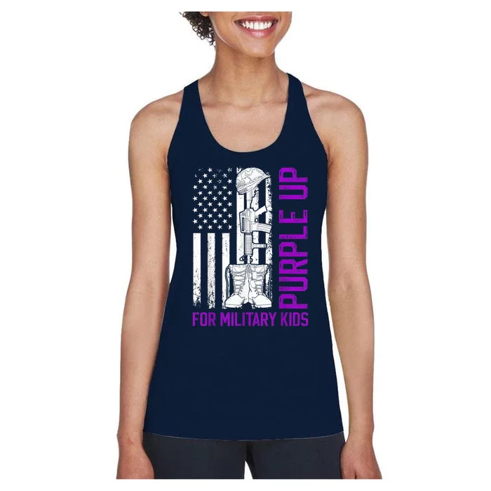 Purple Up For Military Kid Shirt Military Child Month Women's Racerback Tank