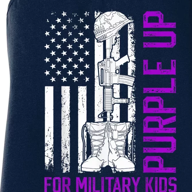 Purple Up For Military Kid Shirt Military Child Month Women's Racerback Tank