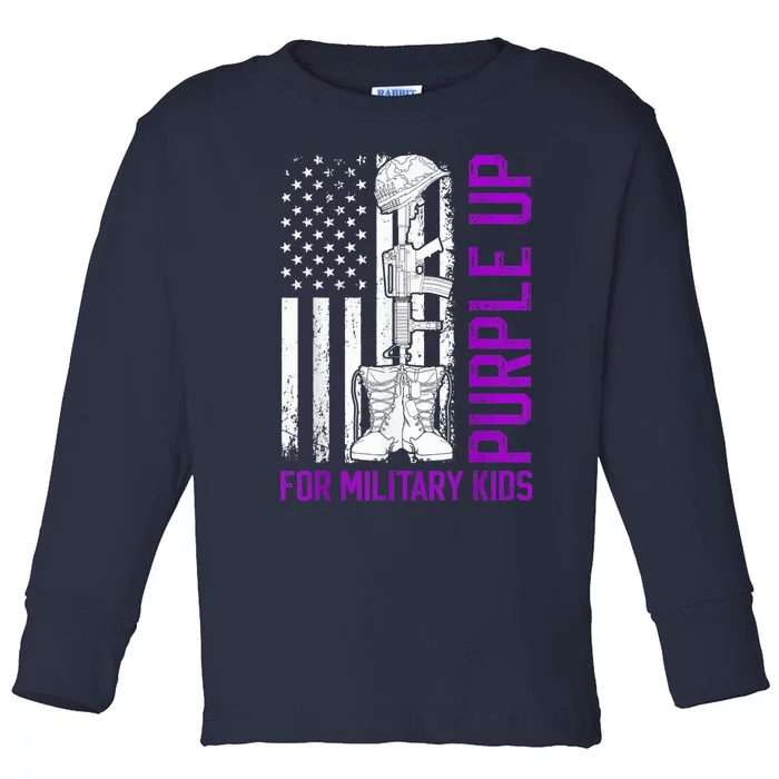 Purple Up For Military Kid Shirt Military Child Month Toddler Long Sleeve Shirt