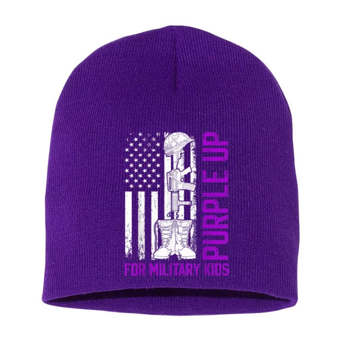 Purple Up For Military Kid Shirt Military Child Month Short Acrylic Beanie