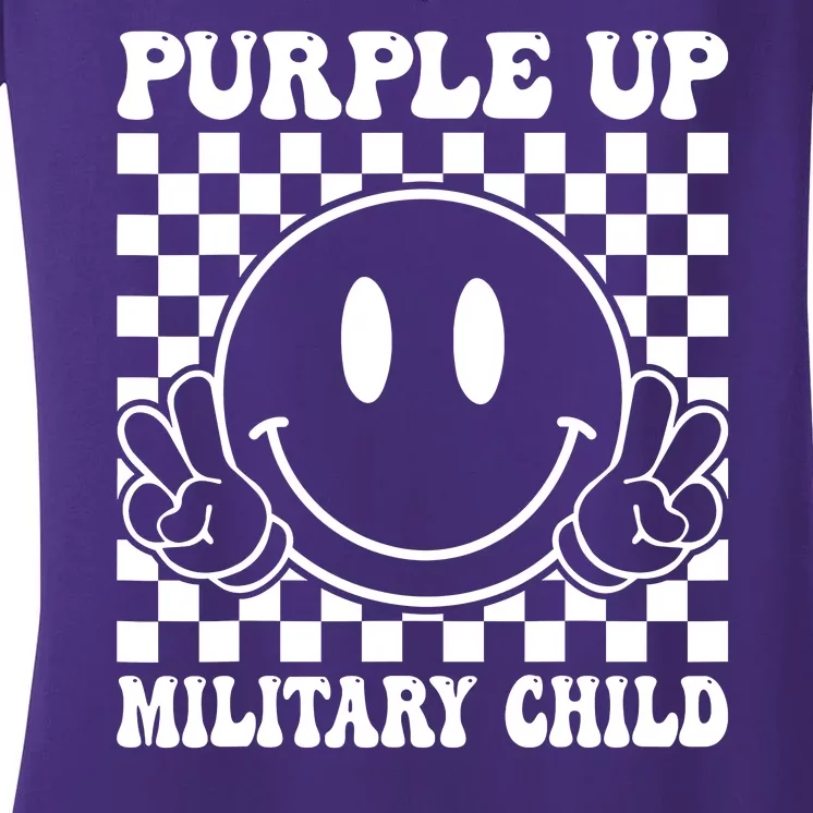 Purple Up For Military Child Dandelion Military Child Month Women's V-Neck T-Shirt