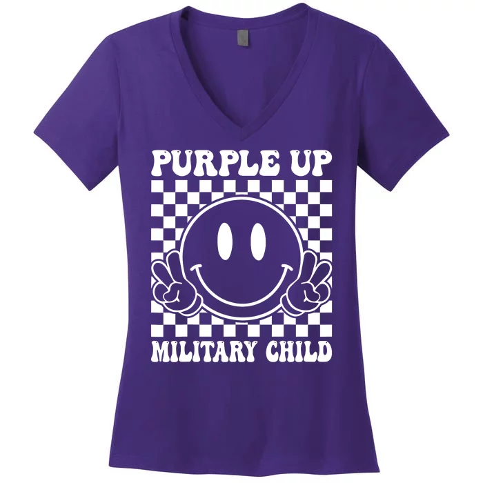 Purple Up For Military Child Dandelion Military Child Month Women's V-Neck T-Shirt