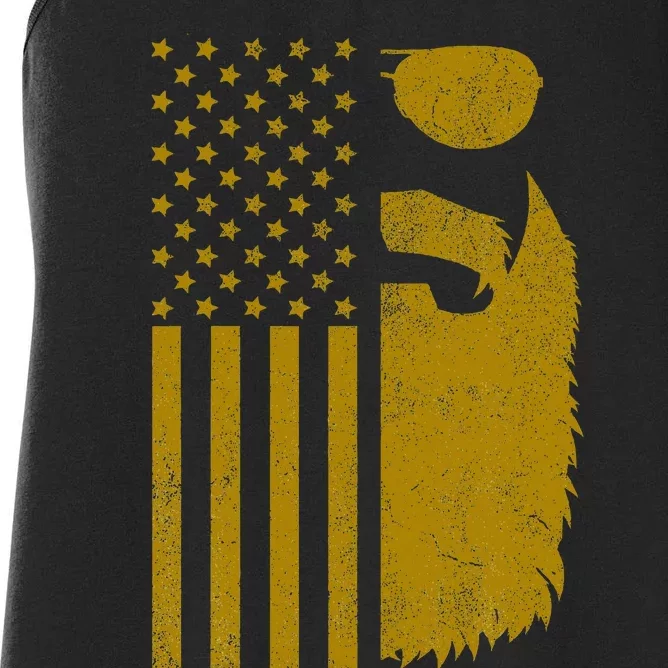 Patriotic Us Flag Beard And Sunglasses For With Beards Women's Racerback Tank