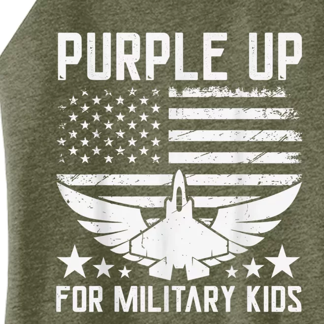 Purple Up For Military Kid Shirt Military Child Month Women’s Perfect Tri Rocker Tank