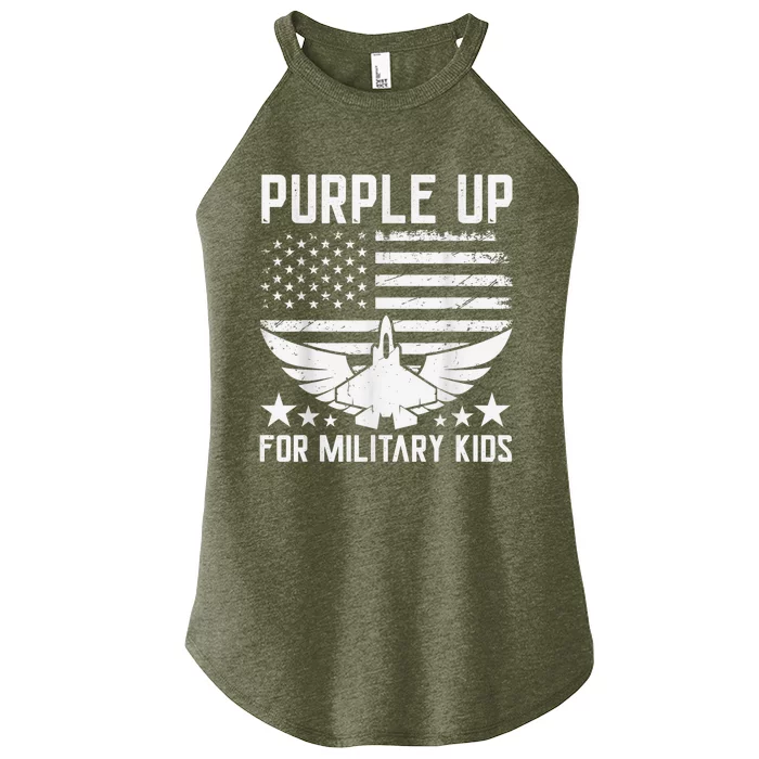 Purple Up For Military Kid Shirt Military Child Month Women’s Perfect Tri Rocker Tank