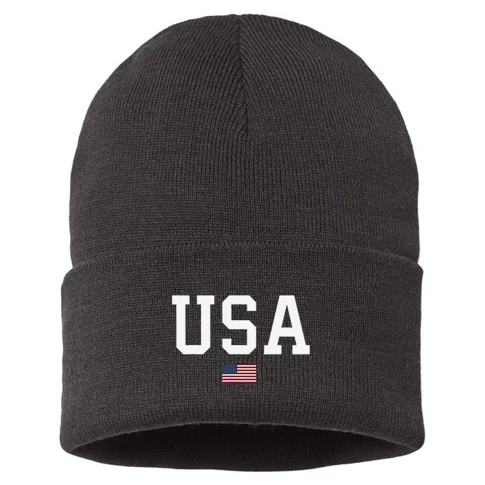 Patriotic Usa Flag Sustainable Knit Beanie