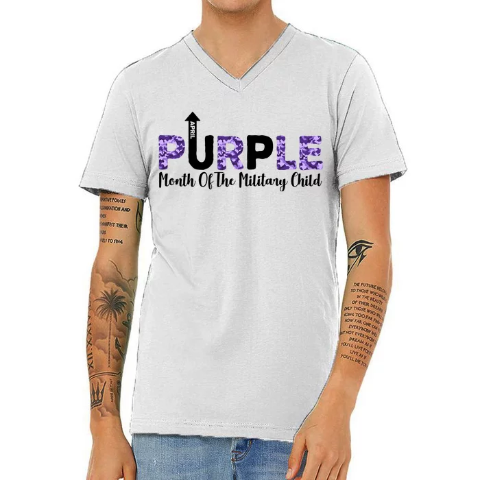 Purple Up For Month Of Military Child April V-Neck T-Shirt