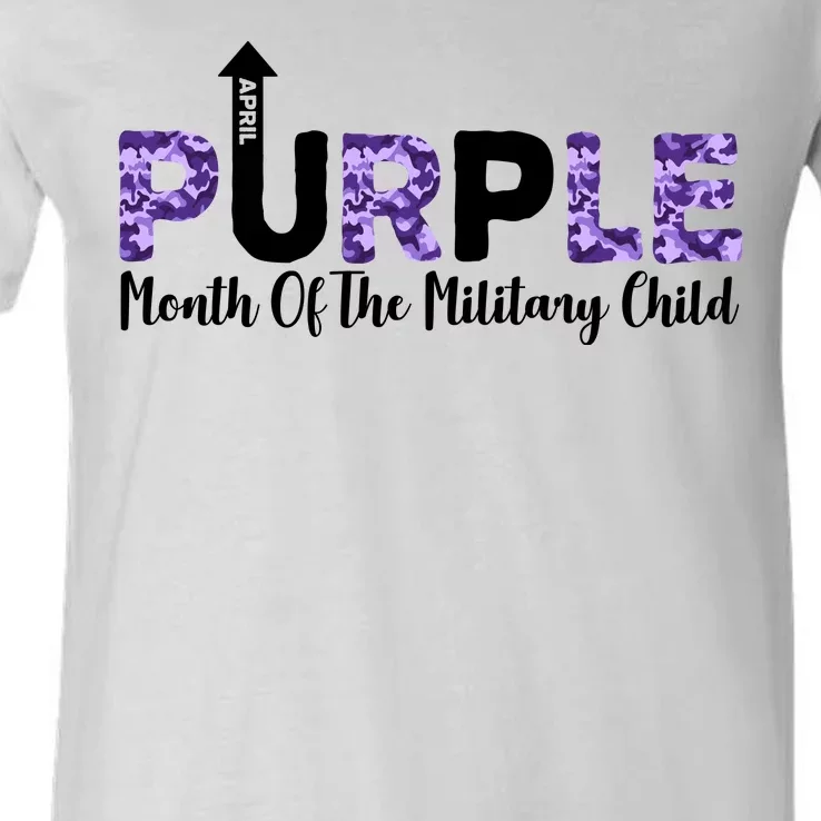 Purple Up For Month Of Military Child April V-Neck T-Shirt