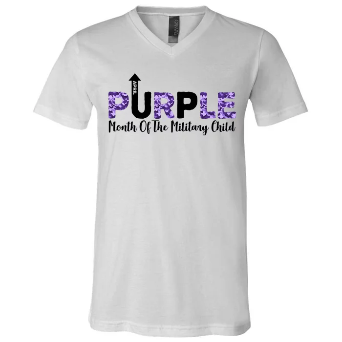 Purple Up For Month Of Military Child April V-Neck T-Shirt