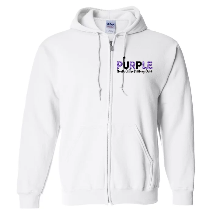 Purple Up For Month Of Military Child April Full Zip Hoodie