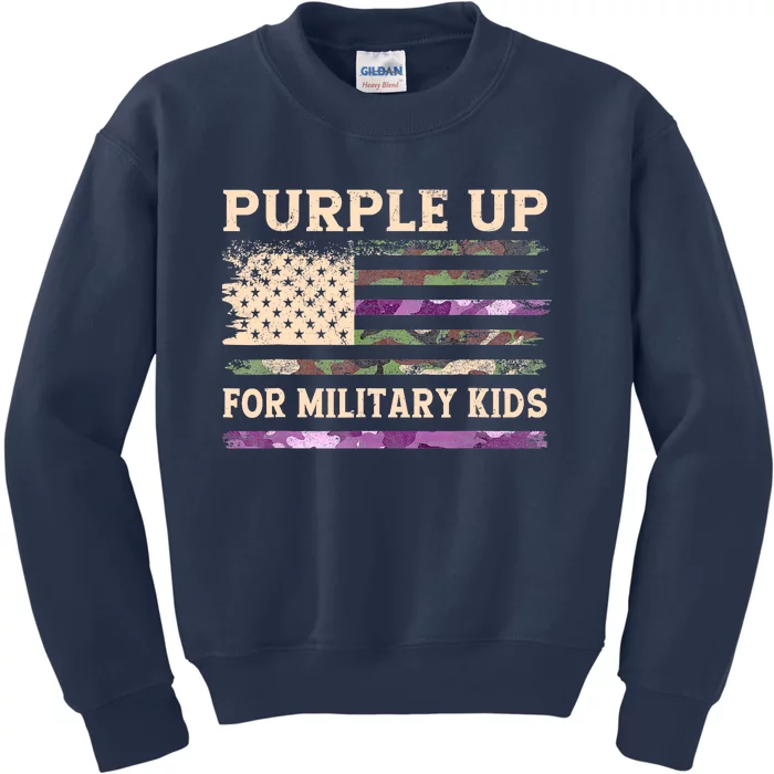 Purple Up For Military Child Dandelion Military Child Month Kids Sweatshirt