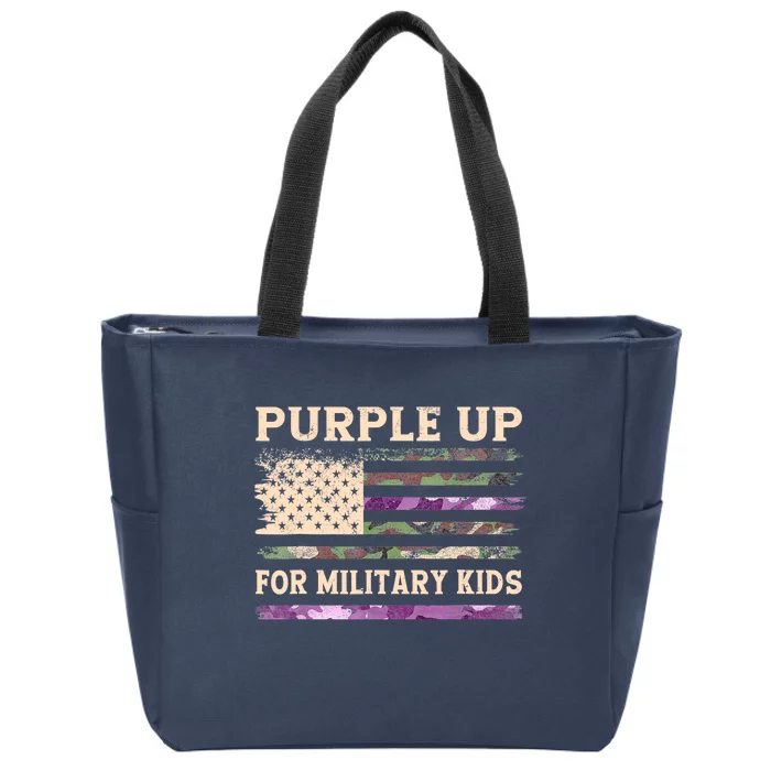 Purple Up For Military Child Dandelion Military Child Month Zip Tote Bag