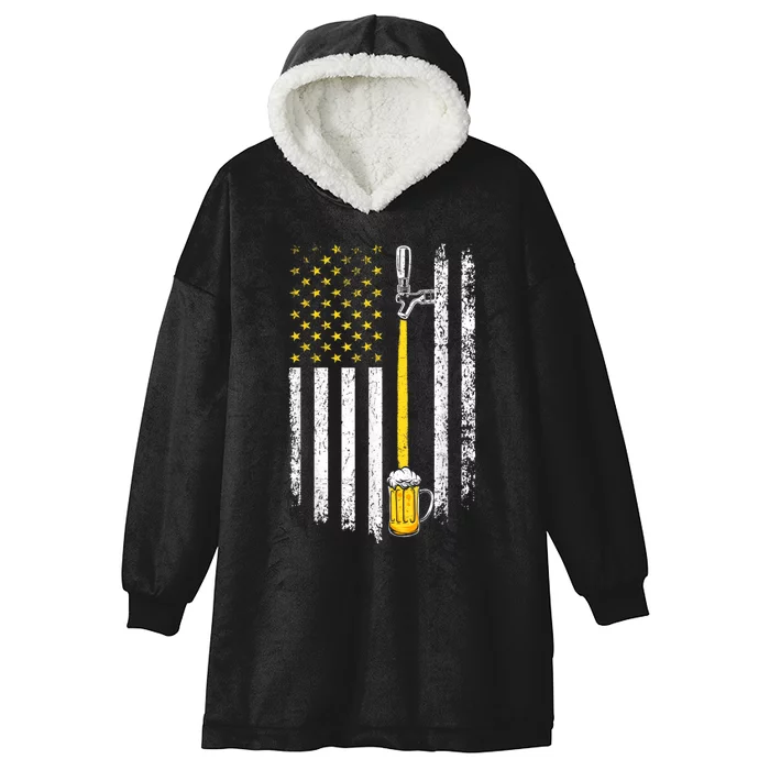 Patriotic US Flag American Brewery Craft Beer Funny Men Hooded Wearable Blanket