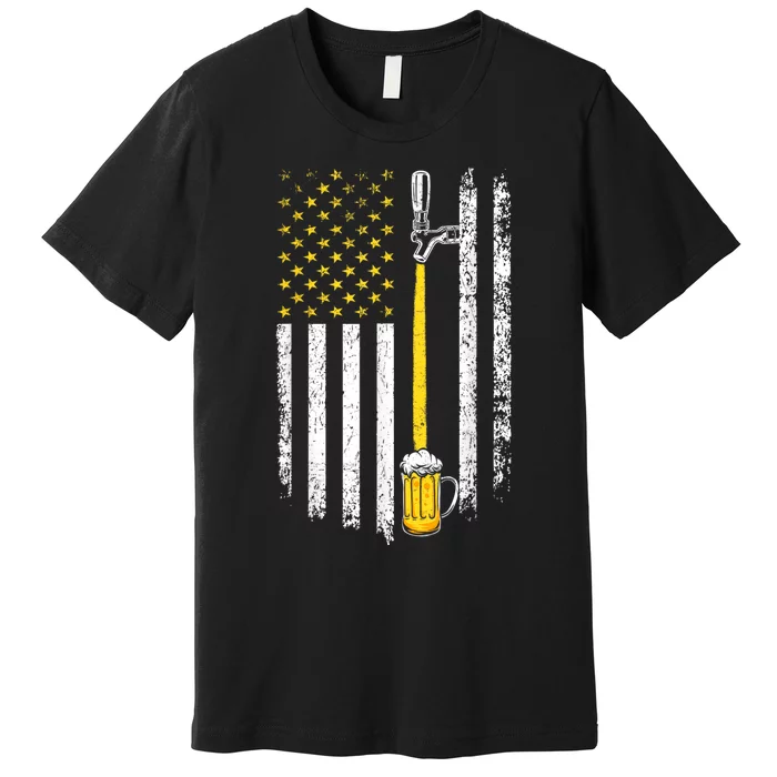 Patriotic US Flag American Brewery Craft Beer Funny Men Premium T-Shirt