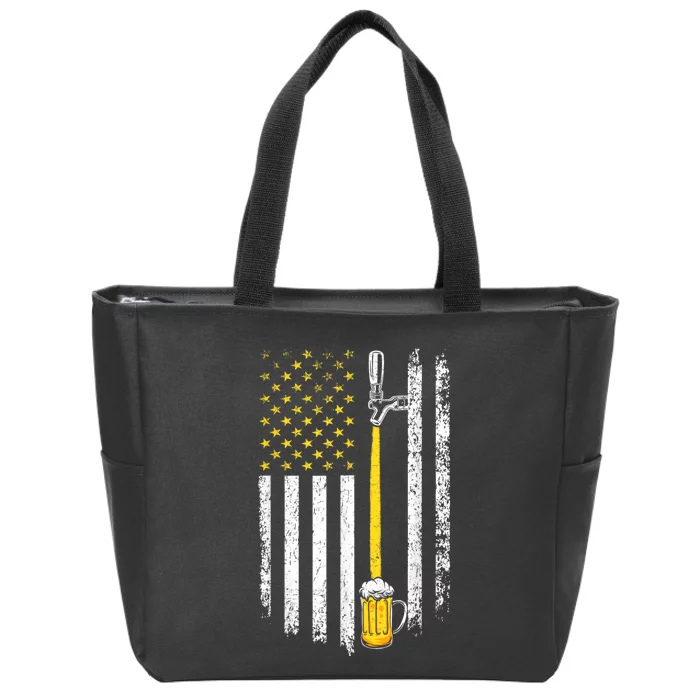 Patriotic US Flag American Brewery Craft Beer Funny Men Zip Tote Bag