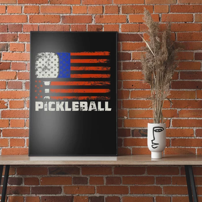 Pickleball USA Flag US Player Paddleball Poster