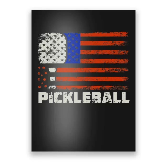 Pickleball USA Flag US Player Paddleball Poster