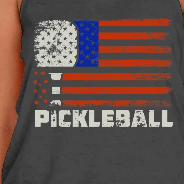 Pickleball USA Flag US Player Paddleball Women's Knotted Racerback Tank