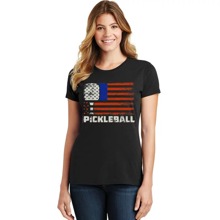 Pickleball USA Flag US Player Paddleball Women's T-Shirt