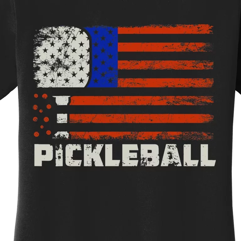 Pickleball USA Flag US Player Paddleball Women's T-Shirt