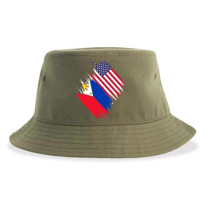 Philippines Usa Flag American Filipino Pride Philippines Cool Gift Sustainable Bucket Hat