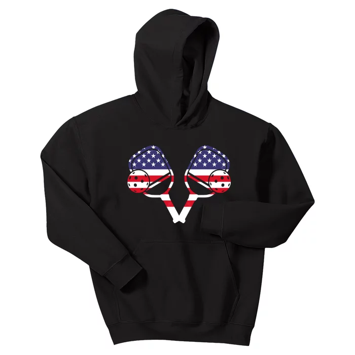 Pickleball Usa Flag Matching Pickleball Family Kids Hoodie