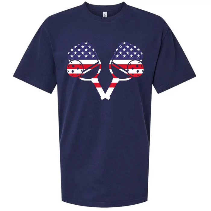 Pickleball Usa Flag Matching Pickleball Family Sueded Cloud Jersey T-Shirt