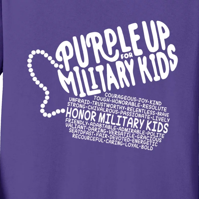 Purple Up For Military Month Of The Military Child Kids Long Sleeve Shirt