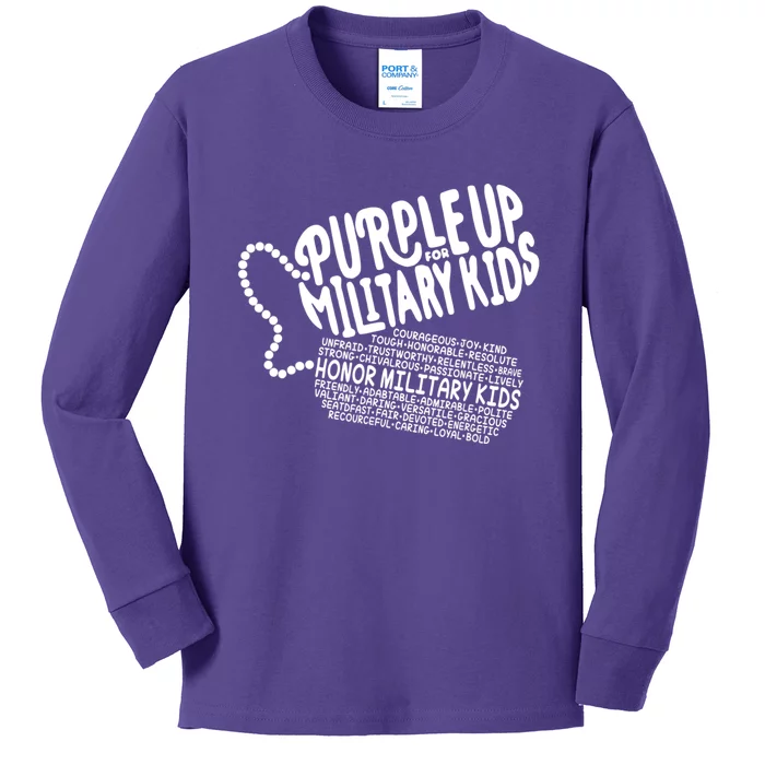 Purple Up For Military Month Of The Military Child Kids Long Sleeve Shirt