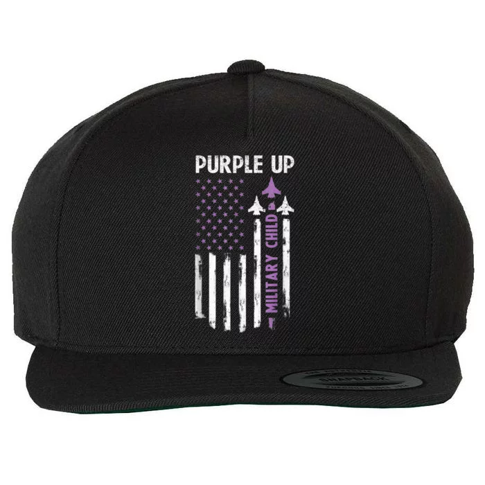 Purple Up For Military Child Air Force US Flag Military Kid Wool Snapback Cap