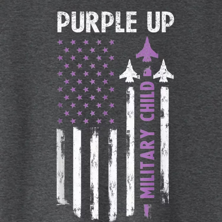 Purple Up For Military Child Air Force US Flag Military Kid Women's Crop Top Tee