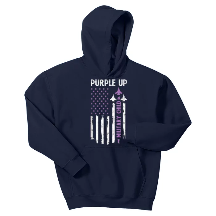 Purple Up For Military Child Air Force US Flag Military Kid Kids Hoodie