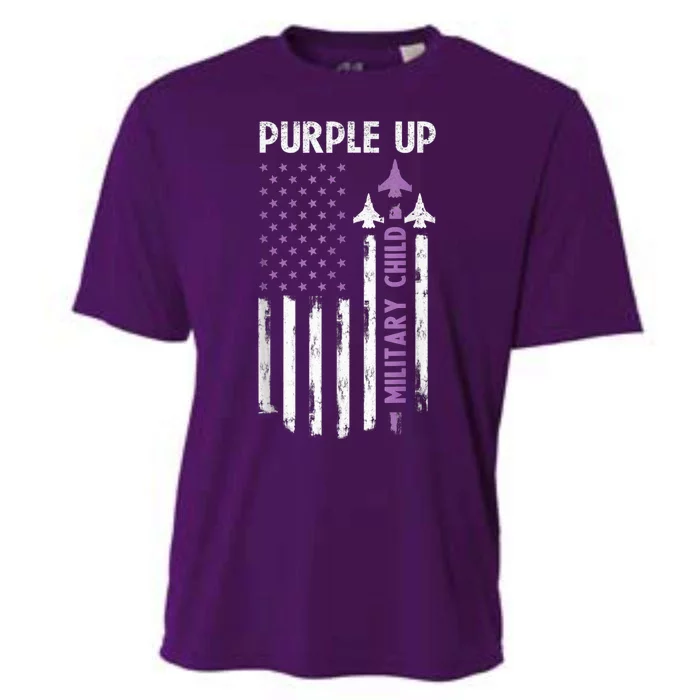 Purple Up For Military Child Air Force US Flag Military Kid Cooling Performance Crew T-Shirt