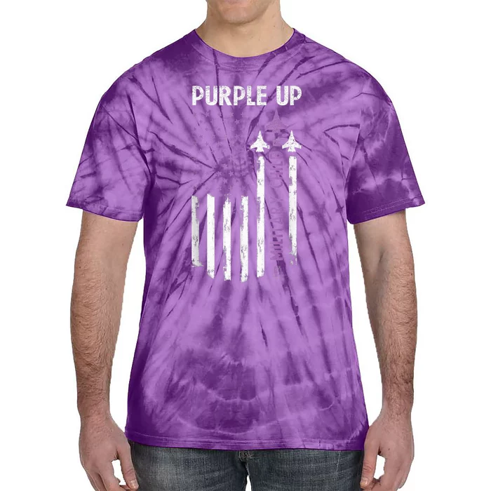 Purple Up For Military Child Air Force US Flag Military Kid Tie-Dye T-Shirt