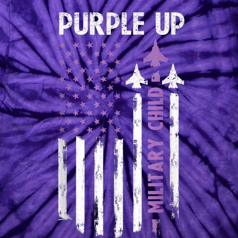 Purple Up For Military Child Air Force US Flag Military Kid Tie-Dye T-Shirt