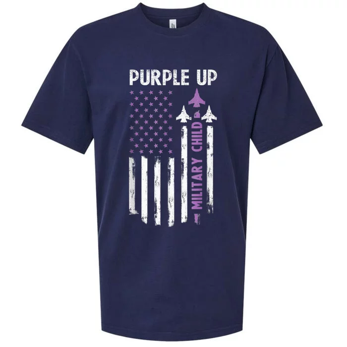 Purple Up For Military Child Air Force US Flag Military Kid Sueded Cloud Jersey T-Shirt