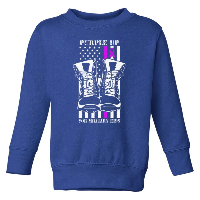 Purple Up For Military Child Month USA Flag Toddler Sweatshirt