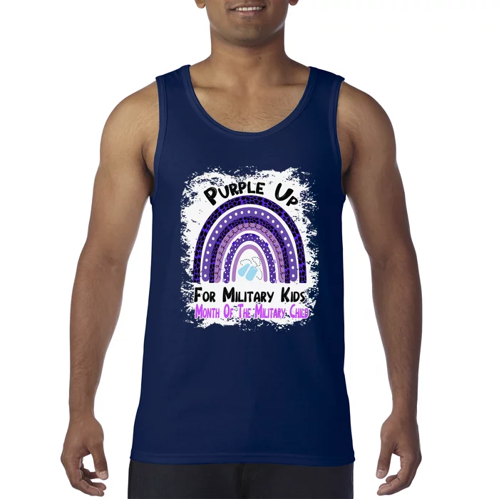 Purple Up For Military Month Rainbow Leopard Tank Top