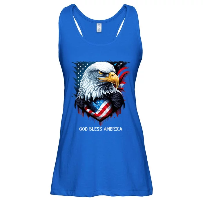 Patriotic Usa Flag Colors Tee God Bless America Gift Ladies Essential Flowy Tank