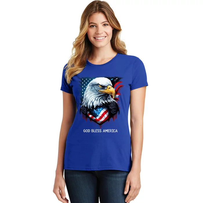 Patriotic Usa Flag Colors Tee God Bless America Gift Women's T-Shirt