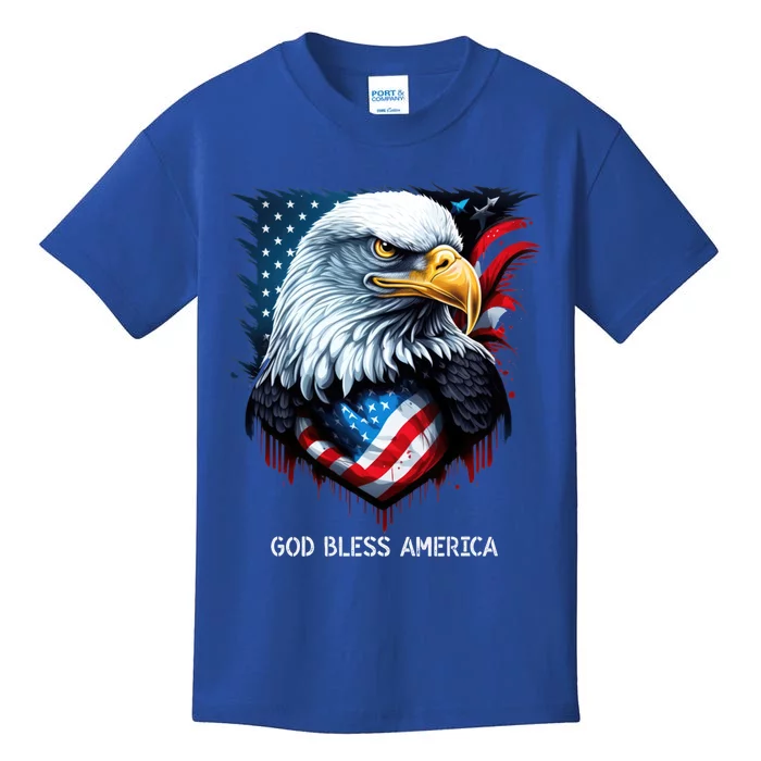 Patriotic Usa Flag Colors Tee God Bless America Gift Kids T-Shirt