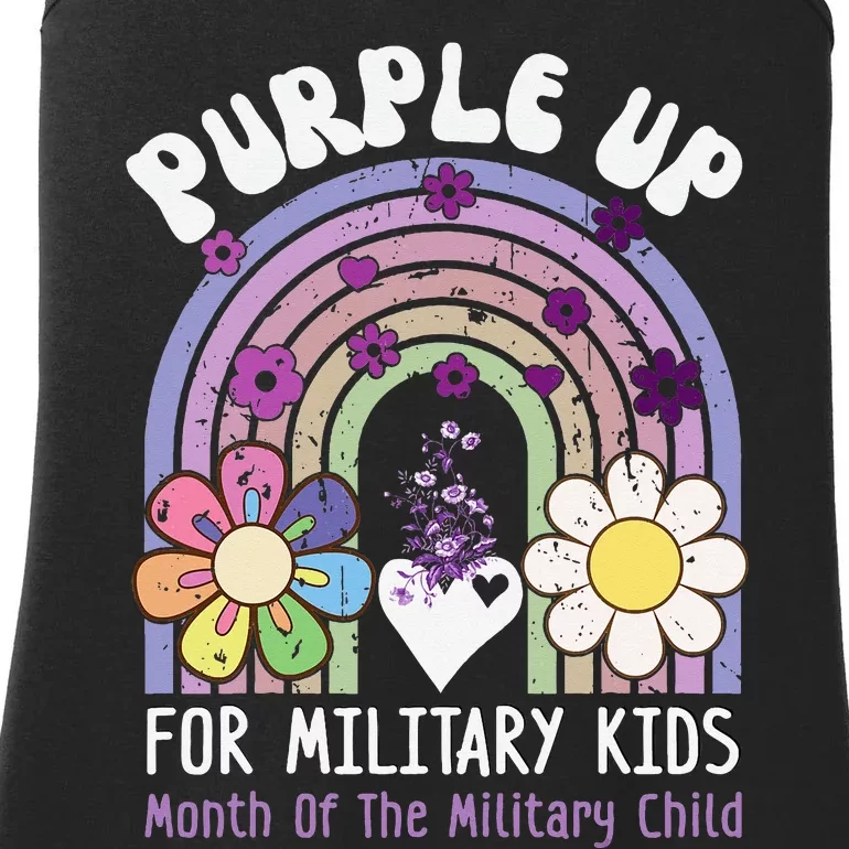 Purple Up For Military Rainbow Military Child Month Ladies Essential Tank