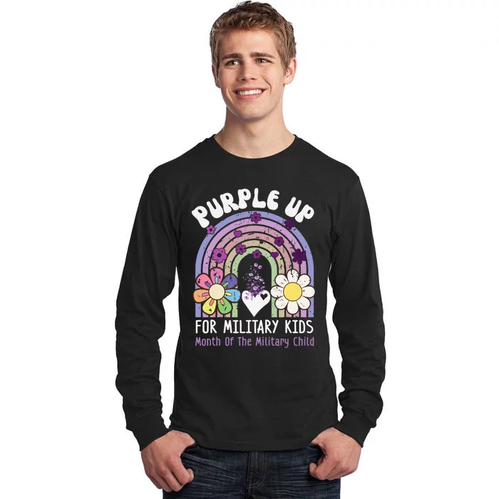 Purple Up For Military Rainbow Military Child Month Tall Long Sleeve T-Shirt