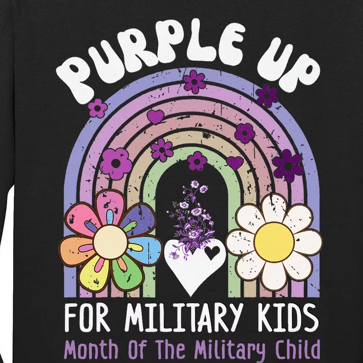 Purple Up For Military Rainbow Military Child Month Tall Long Sleeve T-Shirt