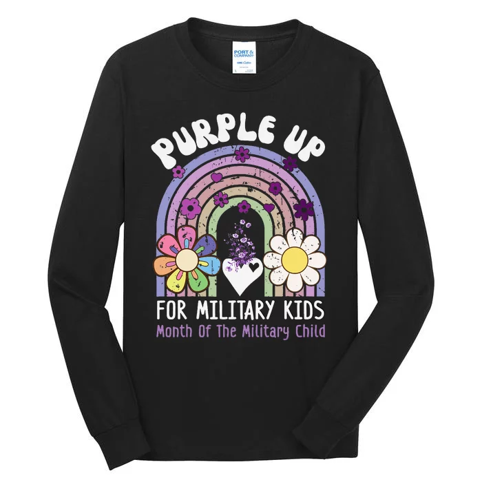 Purple Up For Military Rainbow Military Child Month Tall Long Sleeve T-Shirt