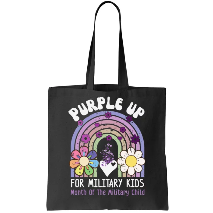 Purple Up For Military Rainbow Military Child Month Tote Bag